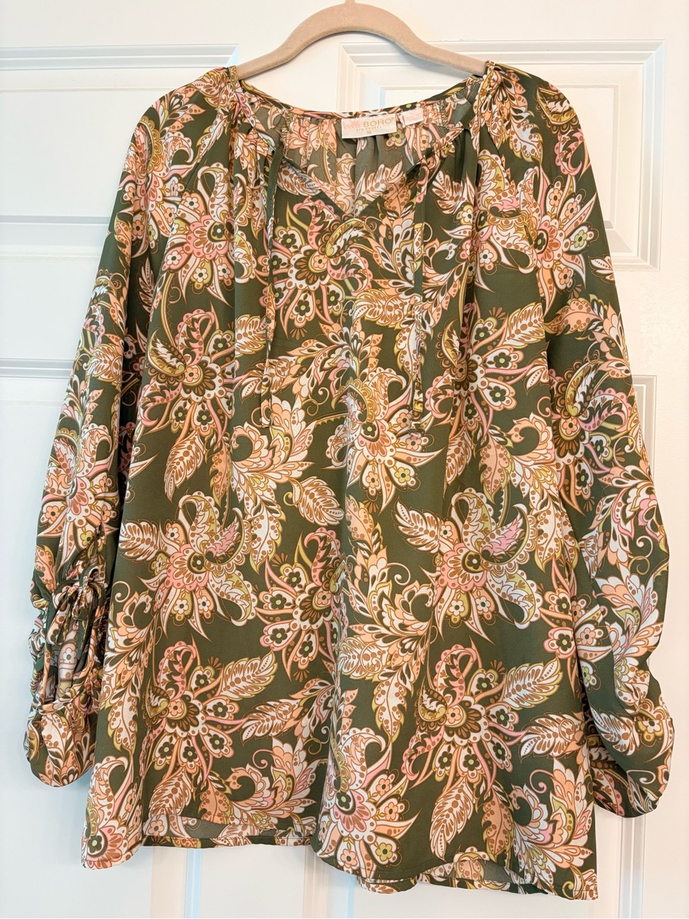 Olive Floral Paisley Tunic Top by Sonoma - Women’s Flowing Blouse